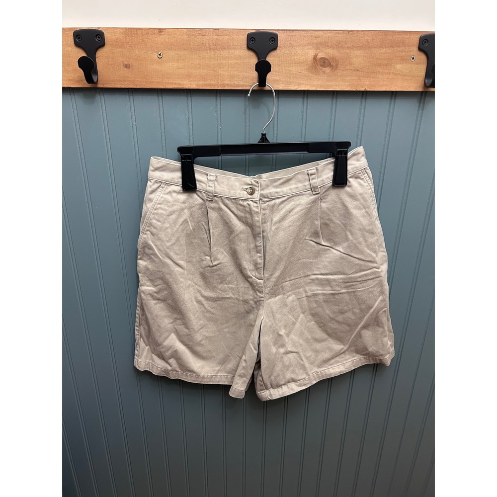 Lauren Ralph Lauren Khaki Chino Shorts VTG High Rise Pleated Cotton Size 12